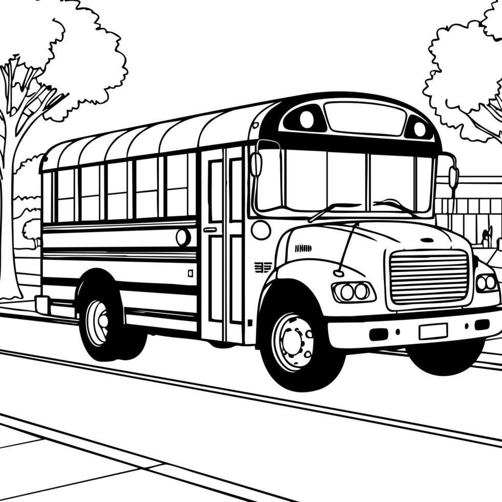 School Bus Arriving in a Friendly Suburban Neighborhood vector
