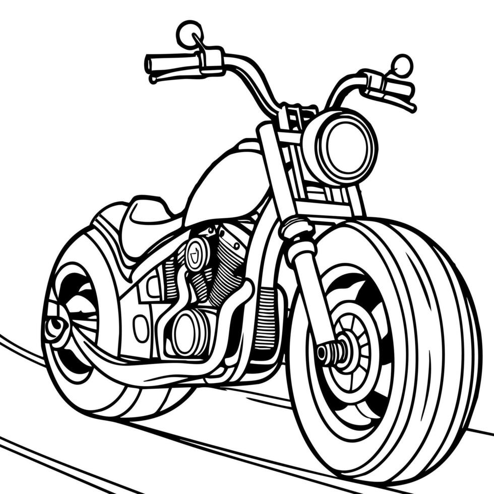 Cool Motorcycle with Detailed Engine and Big Wheels vector