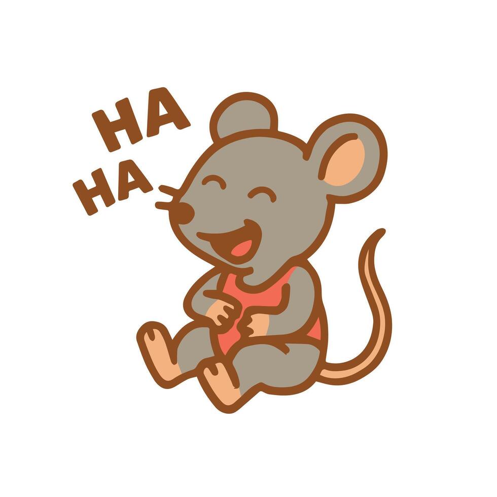 Cute cartoon mouse laughing out loud vector