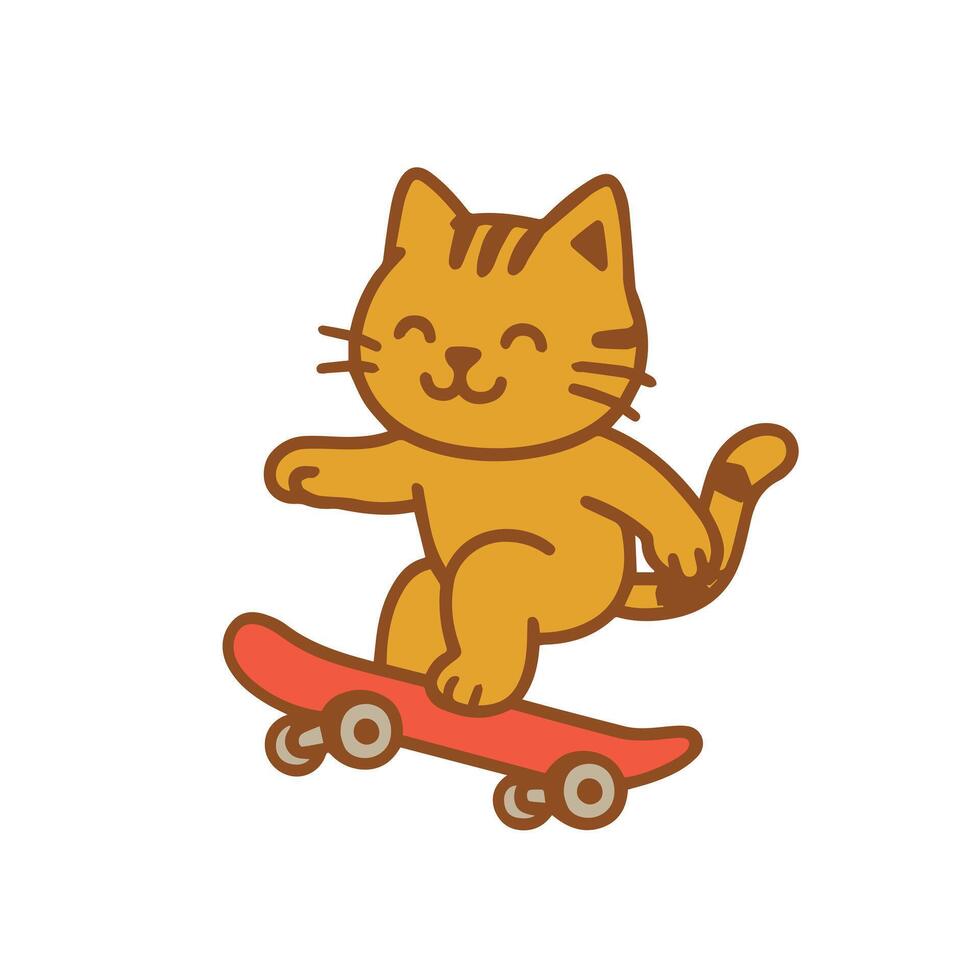 Cat skateboarding and enjoying a sunny day vector