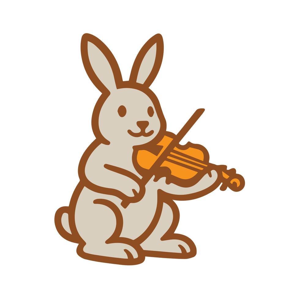 A cute bunny playing the violin vector
