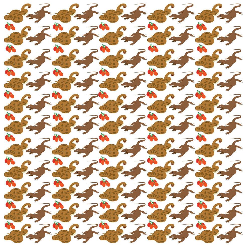 anaconda, komodo with fruit as a pattern background vector