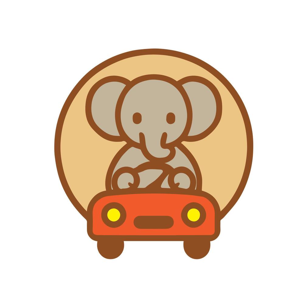 A joyful elephant driving a red car vector