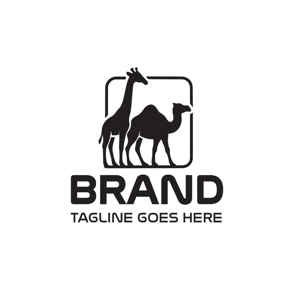 Brand Logo Featuring Giraffe and Camel Silhouettes vector