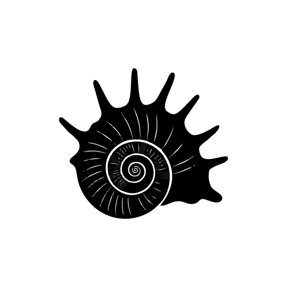 A black and white illustration of a shell vector