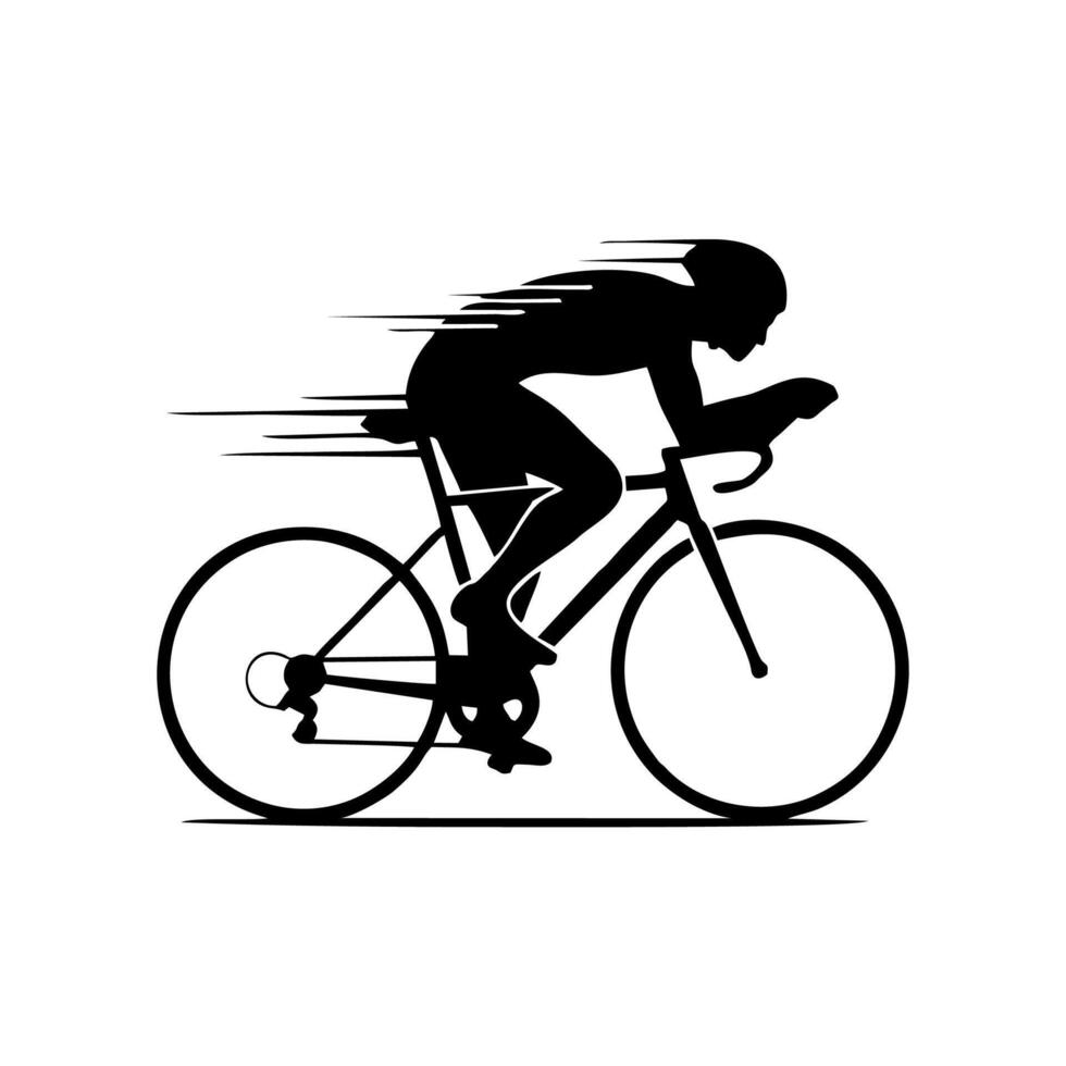 A cyclist is riding a bike in a black silhouette vector