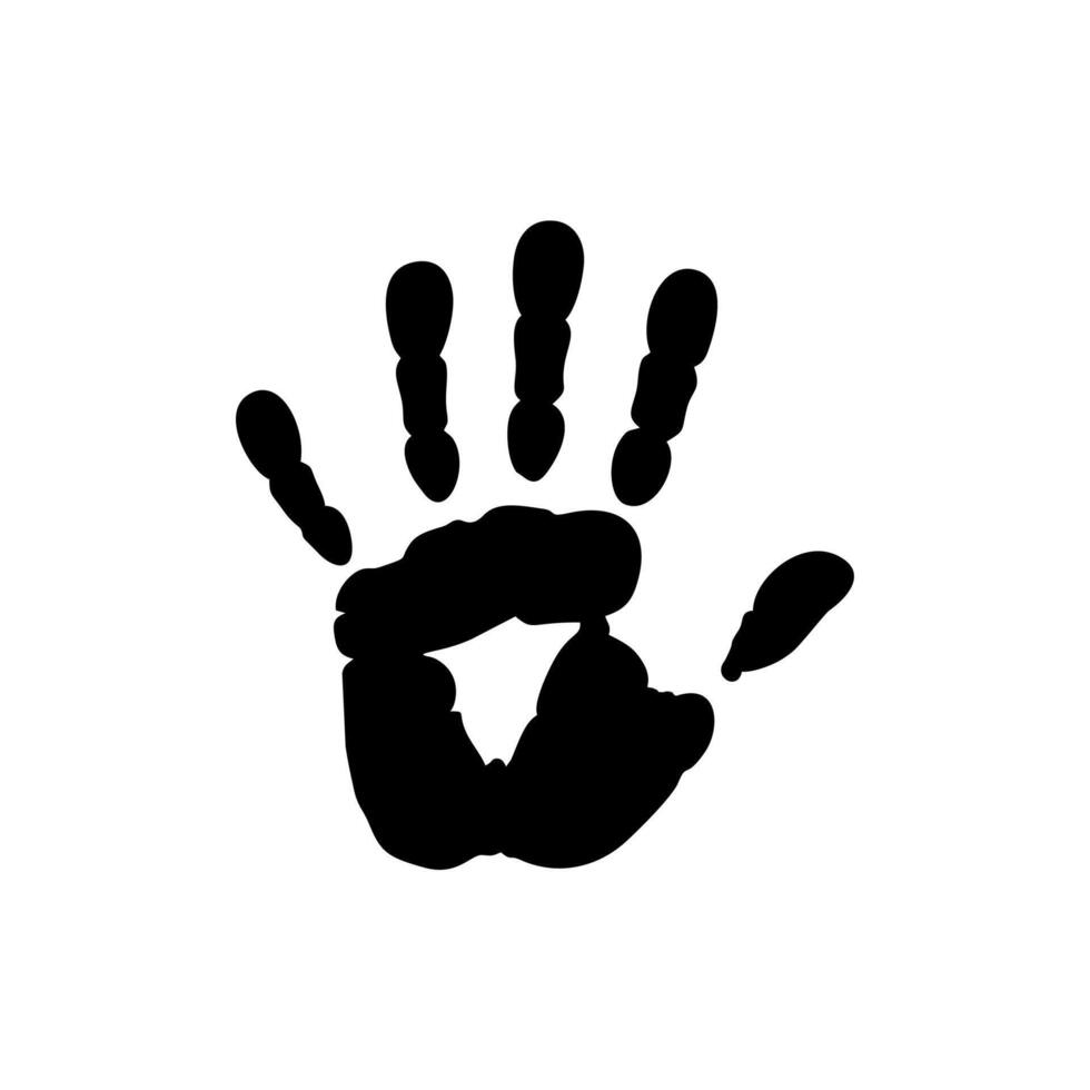 A black handprint is shown on a white background vector