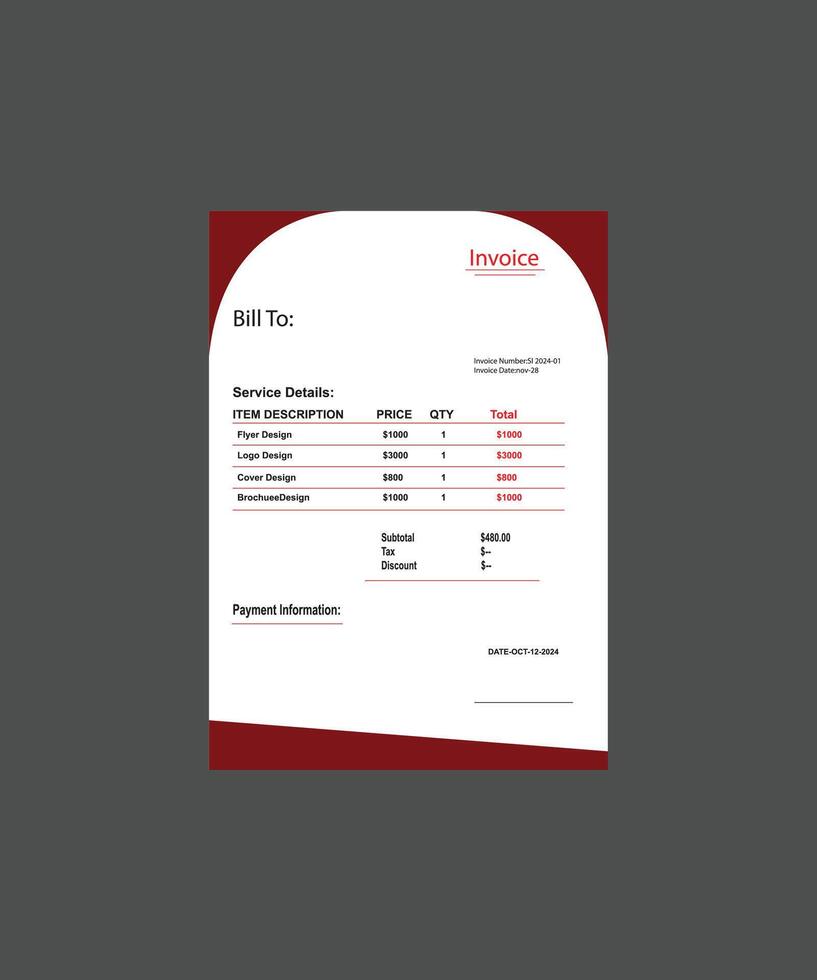 business invoice design vector