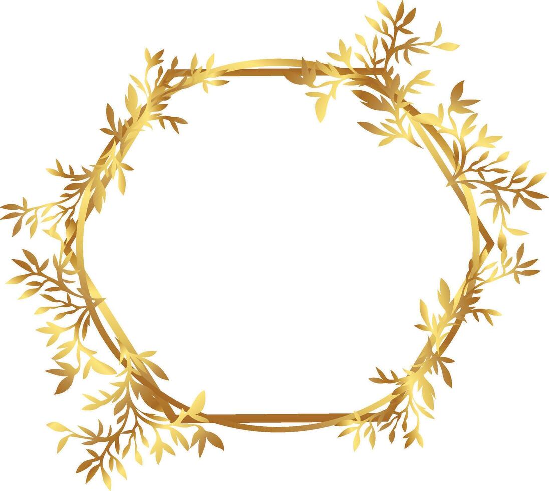 Golden Hexagon Frame with Floral Accents for Invitations vector