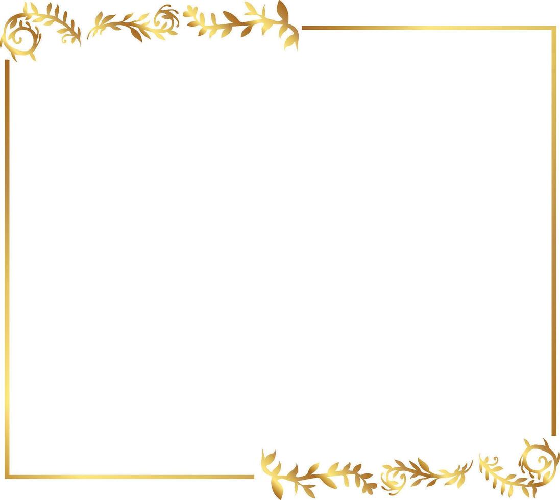 Golden frame with leaves and flowers on a white background vector