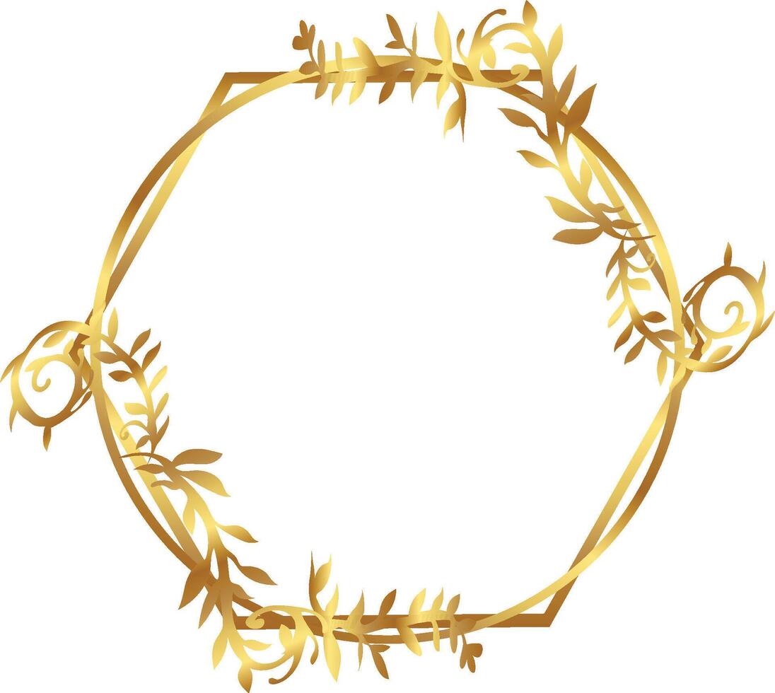 Golden frame with leaves and vines vector