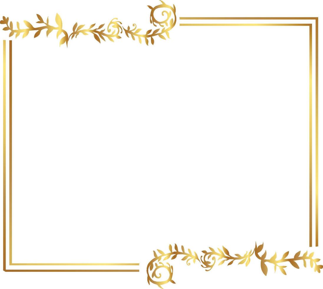 Gold frame with leaves and flowers on a white background vector