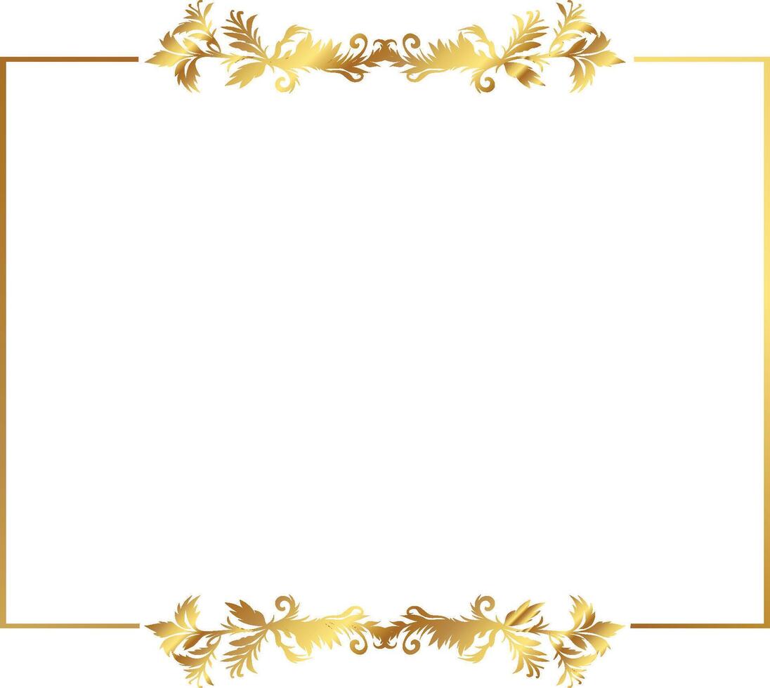 Golden Frame with Floral Embellishments for Invitations Certificates vector