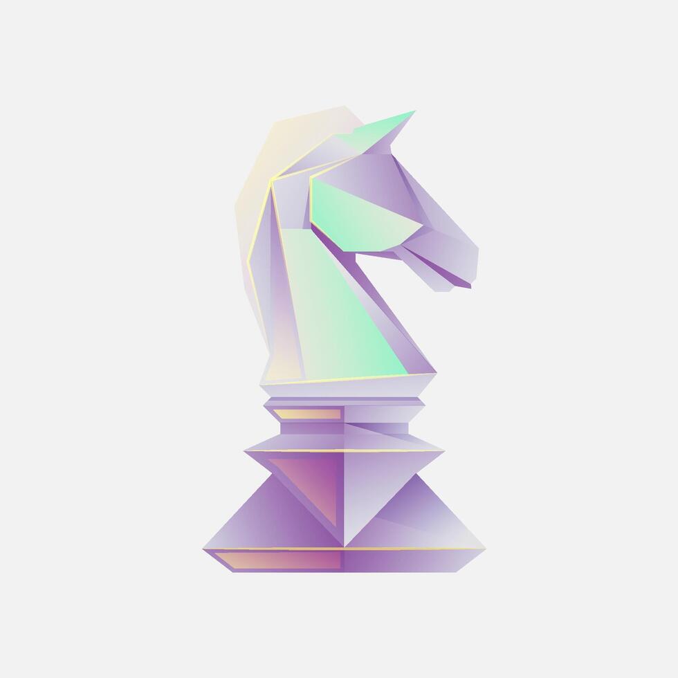 graphic of chess knight present in low poly vector