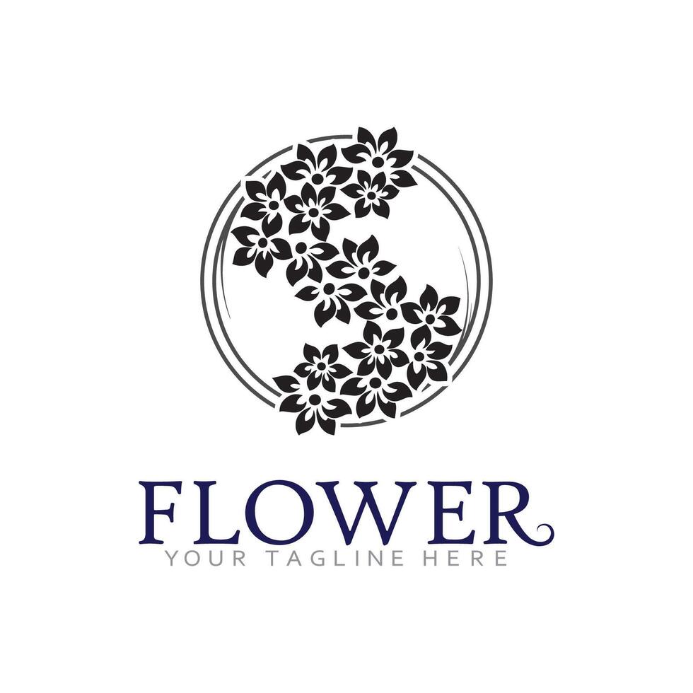 Elegant Floral Logo with Blooming Petals and Nature Style vector