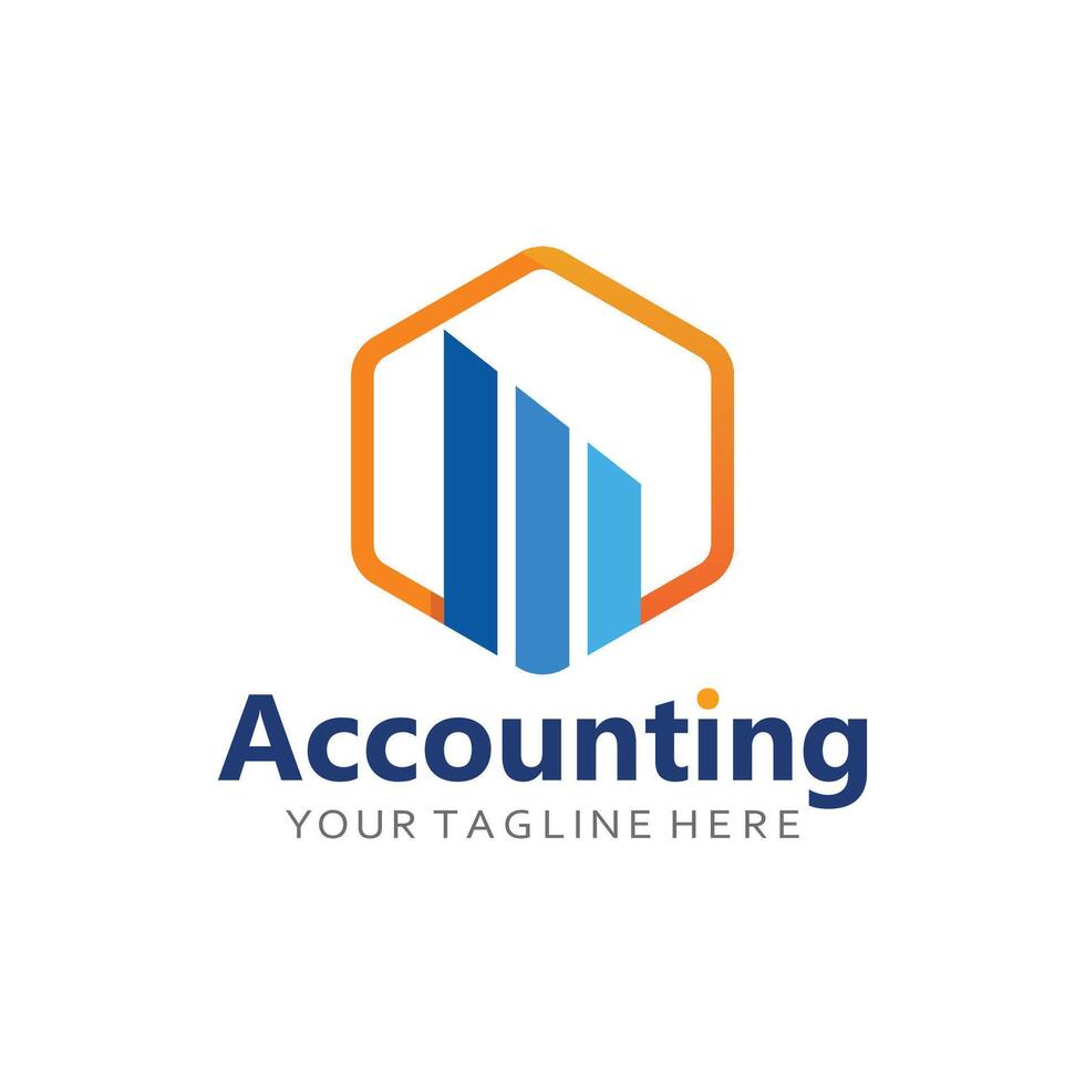 Accounting Business Logo Design with Currency and Report Icons vector