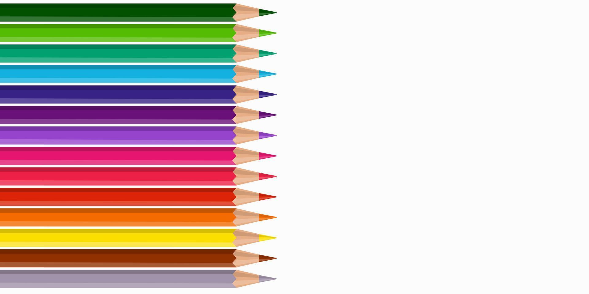 Set of colored pencils on a white background with empty space for text. illustration. vector