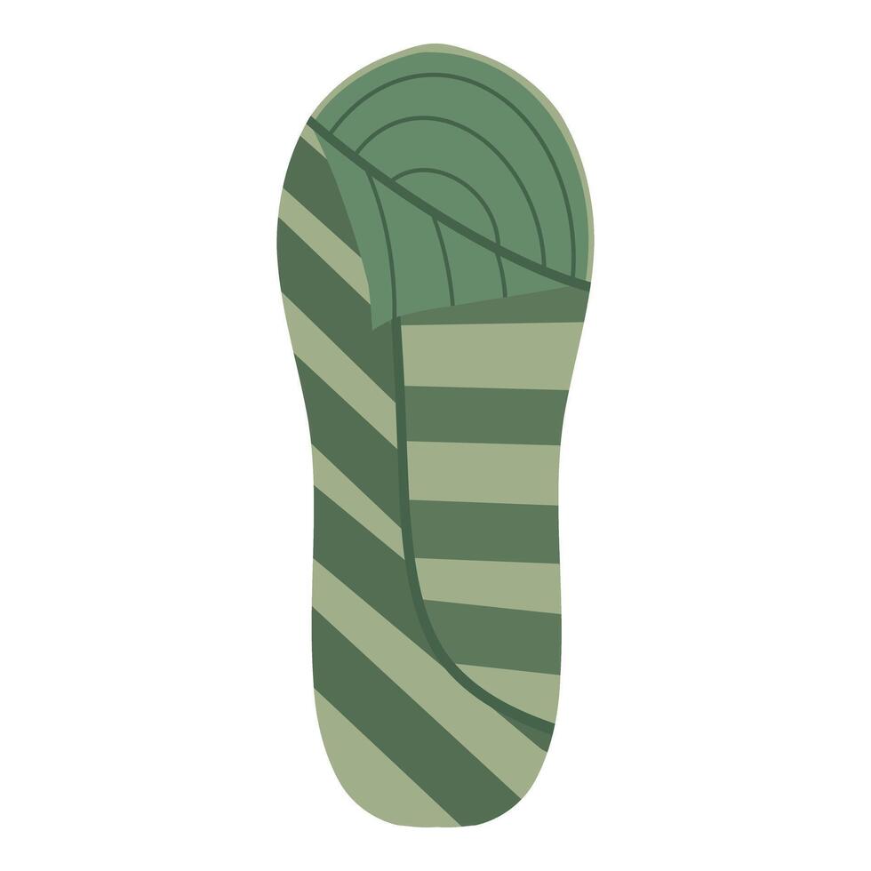 Green travel sleeping bag illustration, Travel sleeping bag for camping and hiking illustration vector