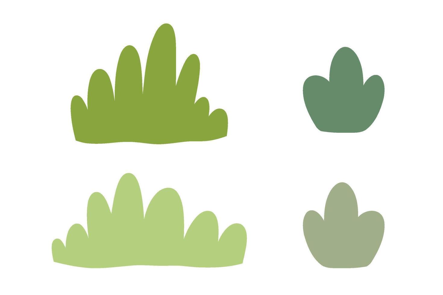 Set of simple bush, green bush, green grass. Eco element, foliage vector