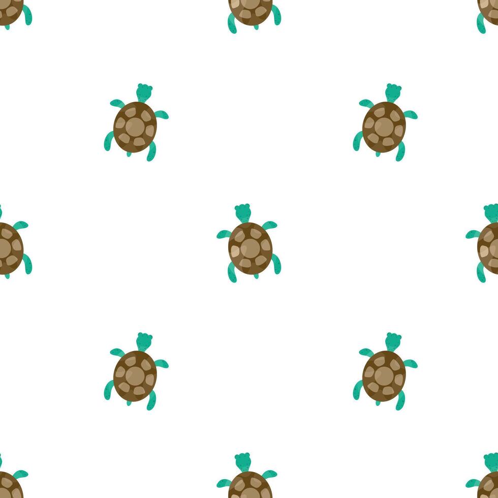 Cute turtle seamless pattern, cartoon undersea animal pattern vector