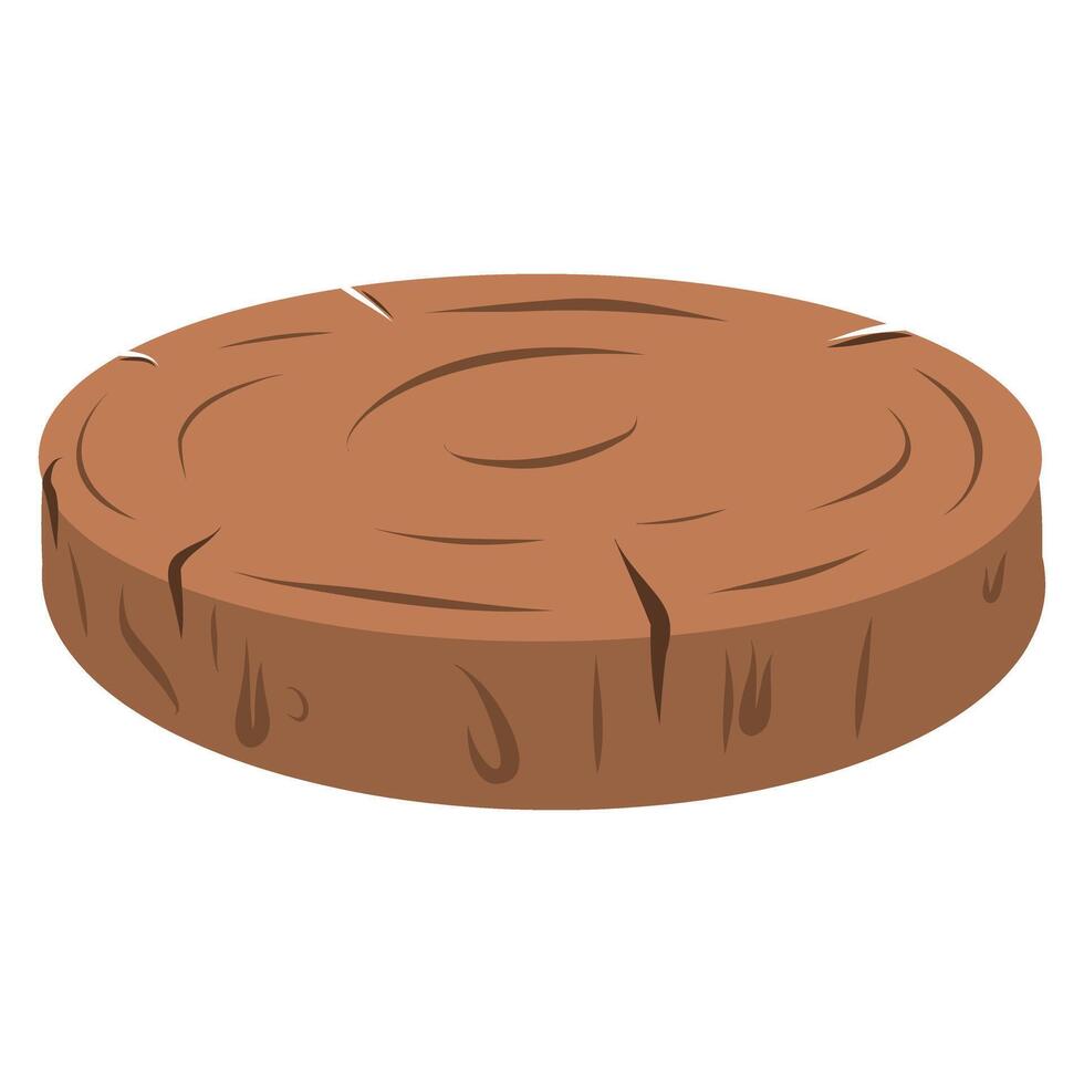 A wooden circle cross section illustration, side view log circle vector