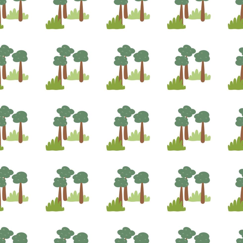 Forest seamless background. Nature background. Trees and grass decorations vector