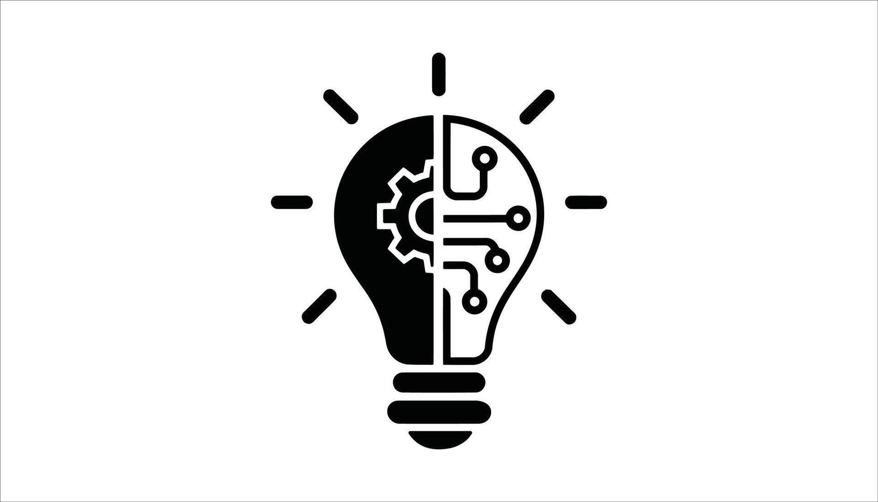Technology Innovation Icon Gear and Circuit Light Bulb vector