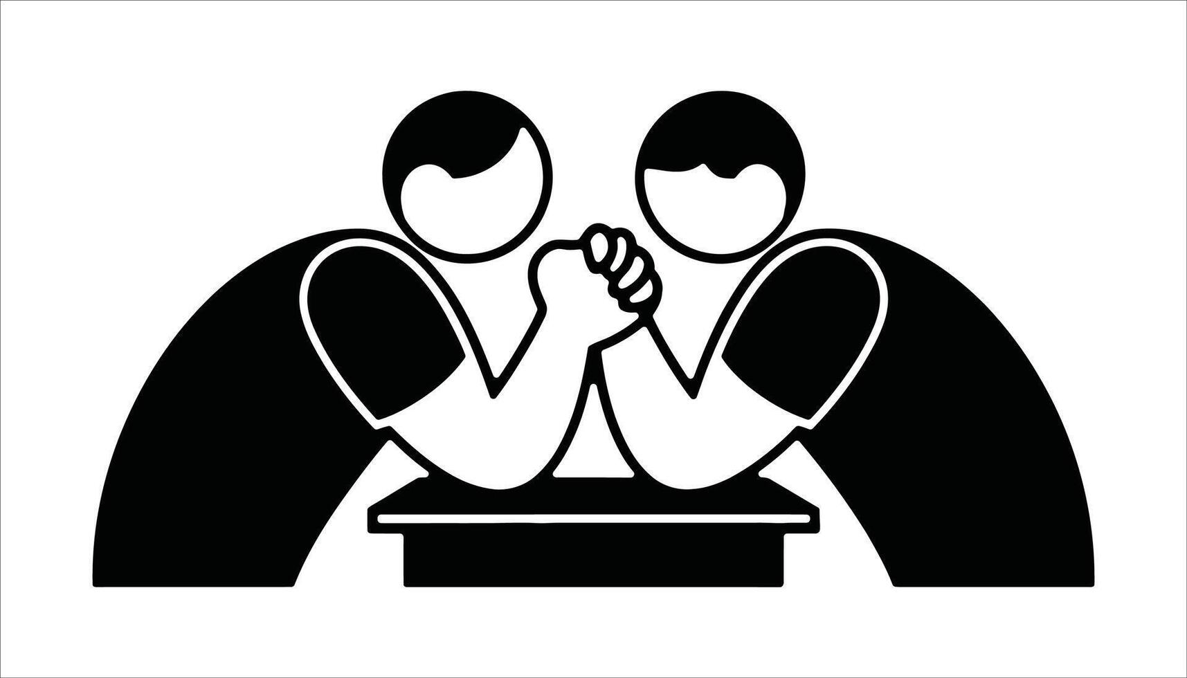 Arm Wrestling Icon Two People Competing in Strength Match, Black Silhouette Style vector