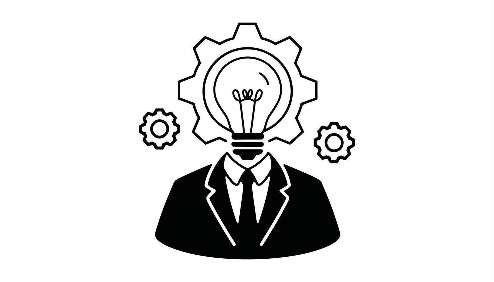 Creative Thinking Business Gear Head with Pencil Icon Representing Innovation and Productivity vector