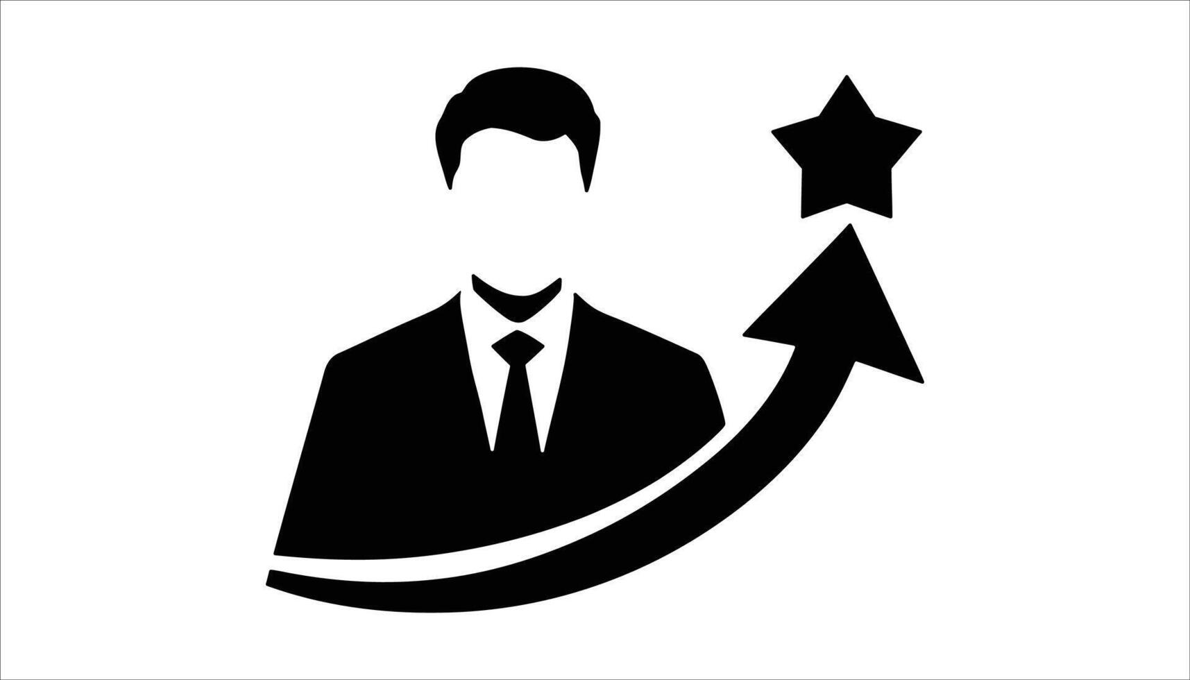 Career Growth Icon Businessman with Upward Arrow Reaching Star for Success and Achievement vector