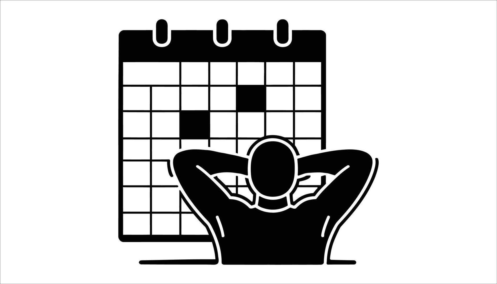 Relaxing Person in Front of Calendar Icon Day Off or Vacation Planning Concept vector