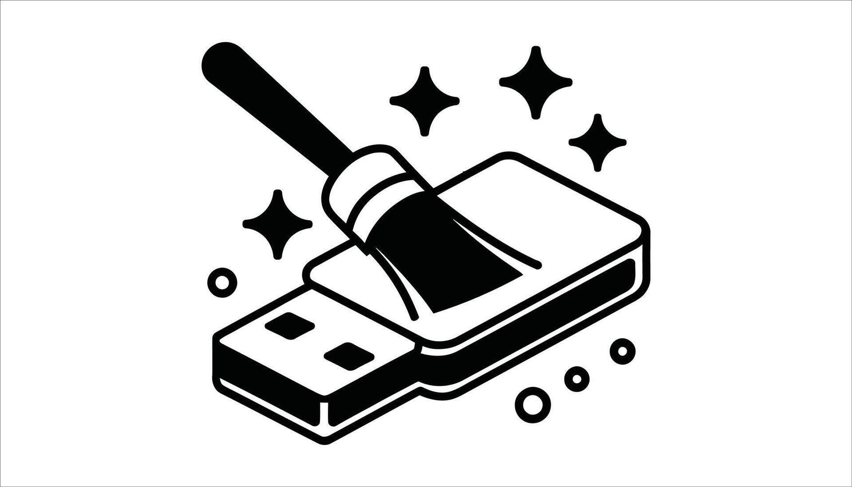 USB Drive Cleaning Icon Digital Storage Optimization and Data Cleanup Illustration vector