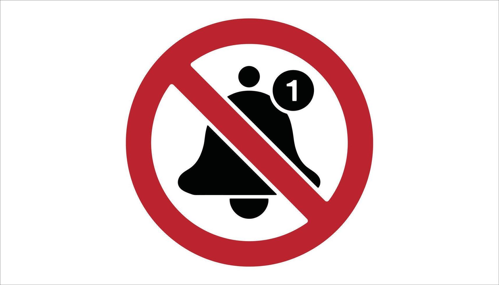 No Notification Icon Bell with Red Prohibited Sign for Silence, Mute, or Do Not Disturb Mode vector