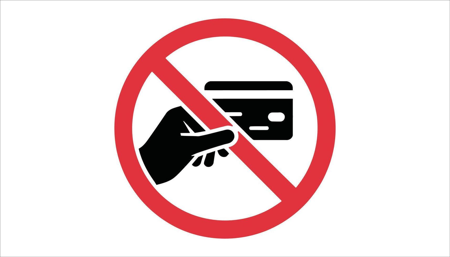 No Credit Card Icon Prohibited Payment Method Sign with Hand and Card Silhouette vector