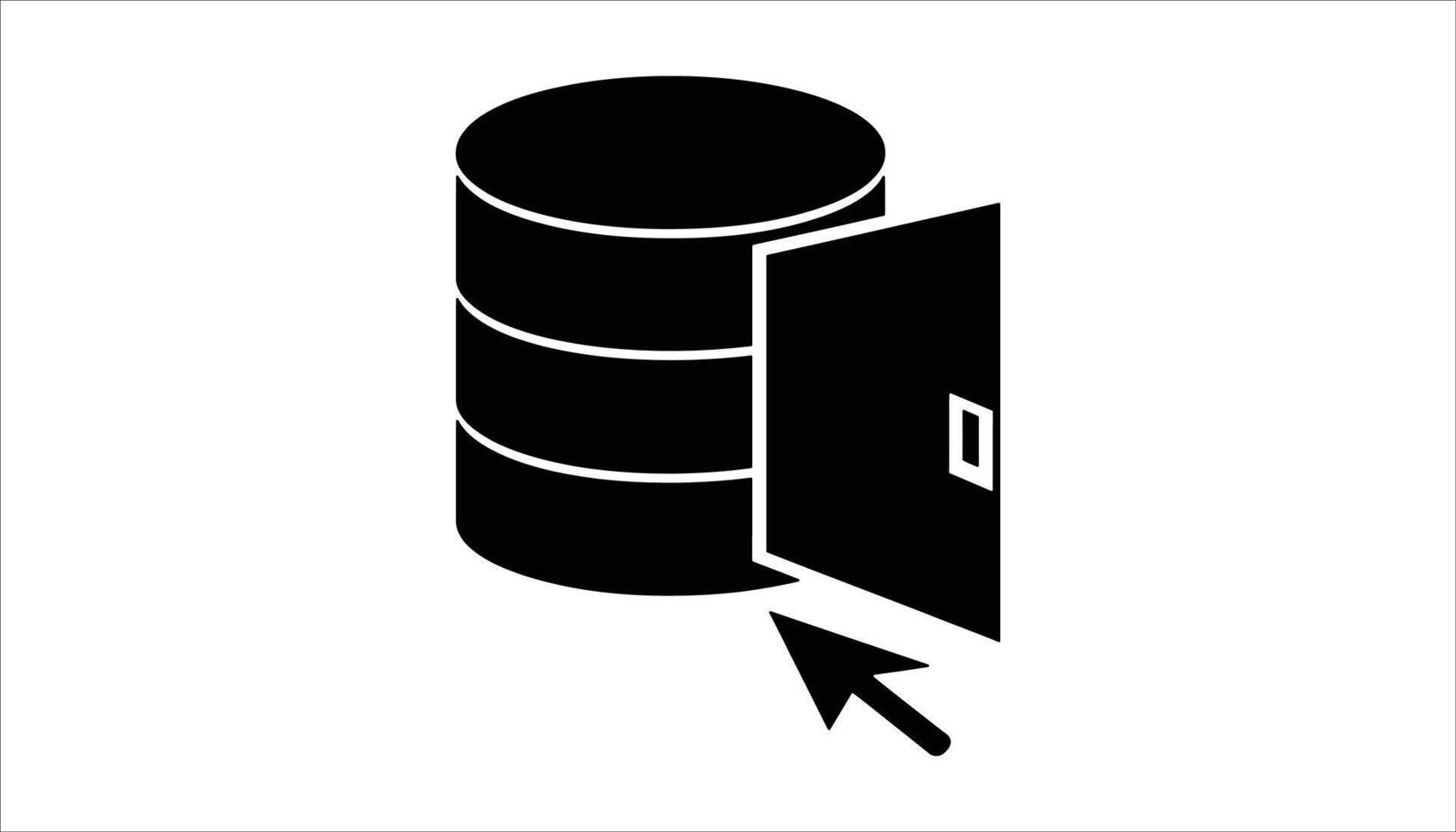 Database Access Icon Open Data Server with Door and Cursor for Storage, Entry, and Management vector