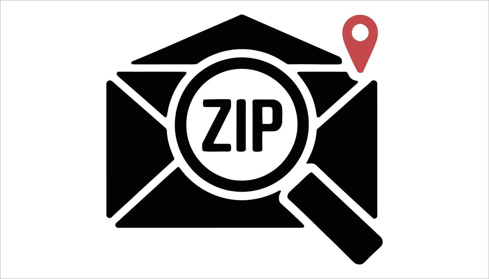 Zip Code Search Icon Envelope with Magnifying Glass and Location Pin Illustration vector