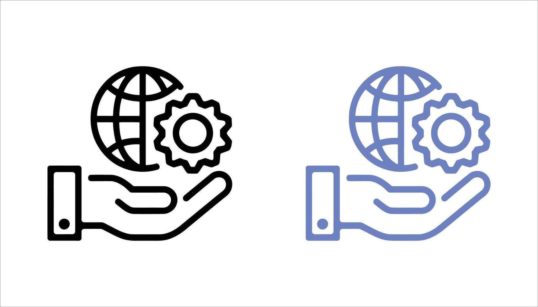 Global Service Icon Hand Holding Gear and Globe Illustration vector