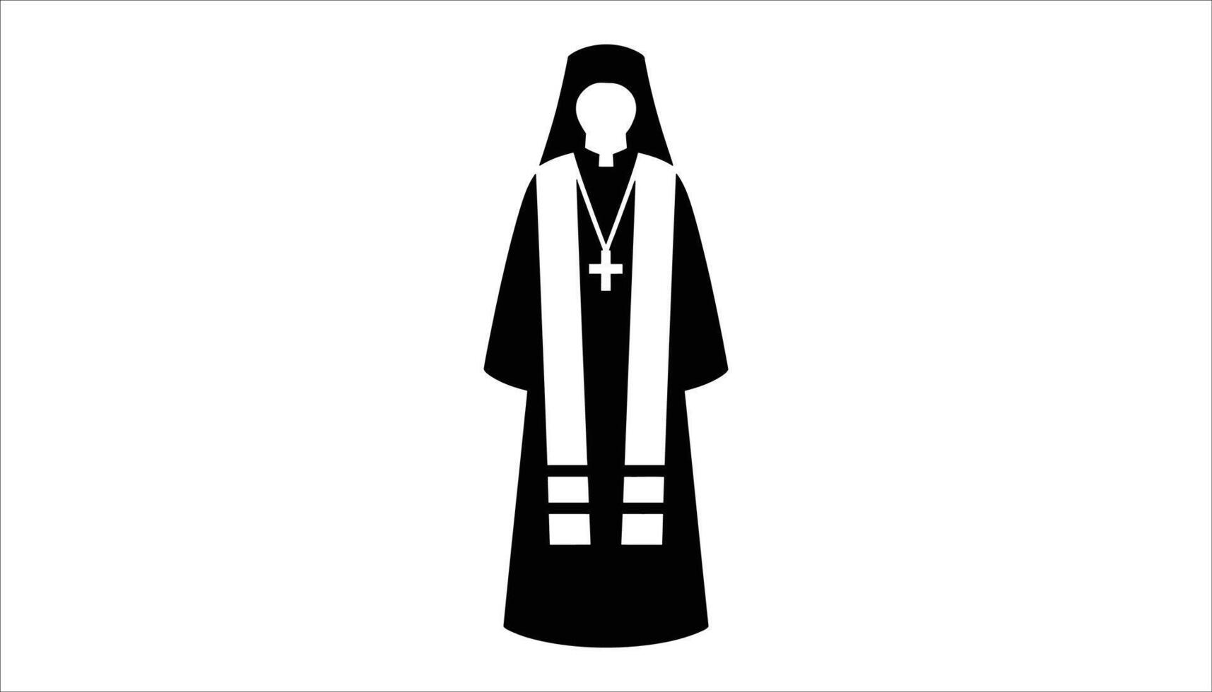 Nun Icon Female Religious Figure in Habit with Cross Necklace for Faith, Church, and Religion Themes vector