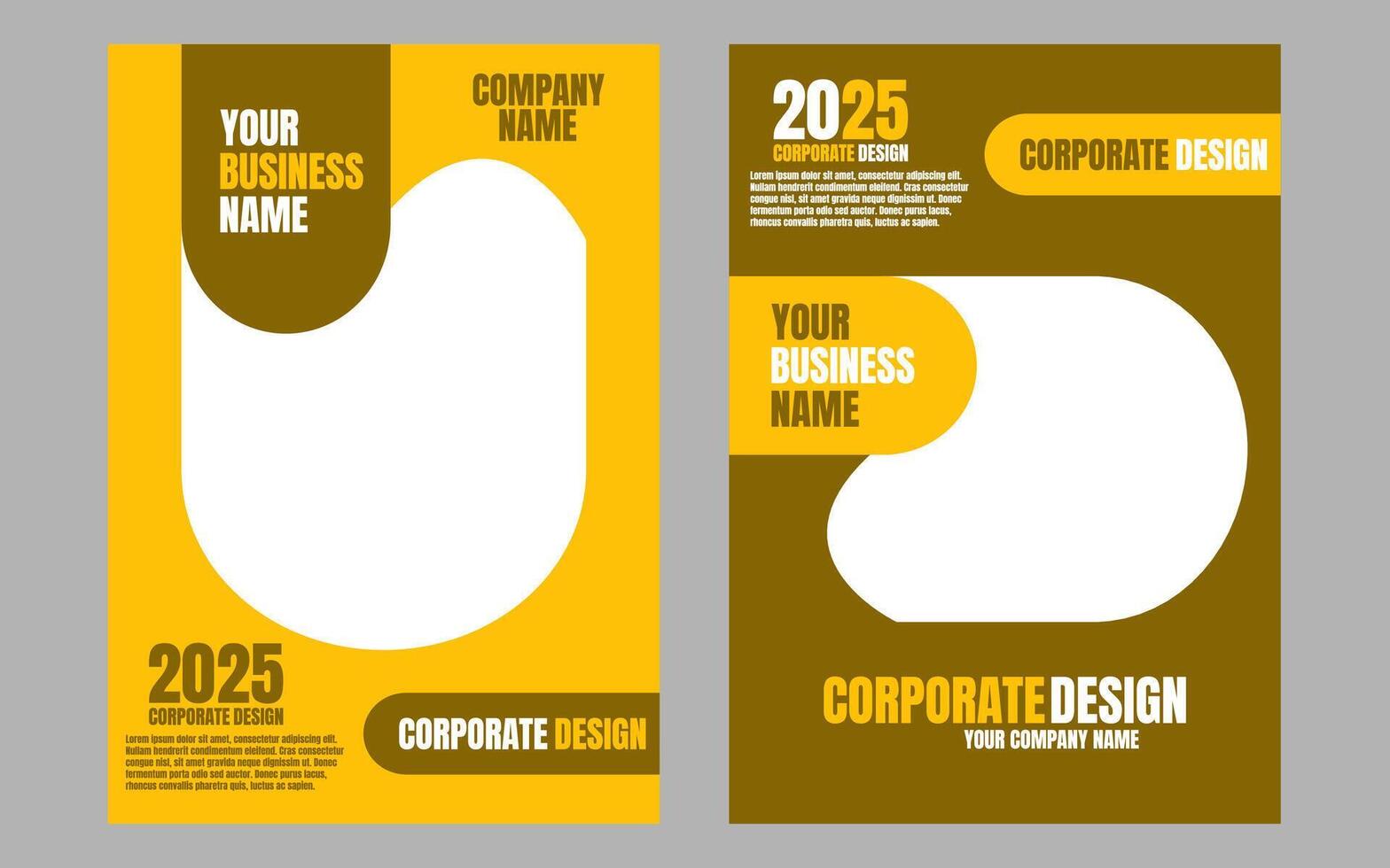 Professional flyer templates designed for corporate branding and promotion, with editable placeholders and bold yellow accents. Perfect for modern companies seeking impactful marketing materials vector
