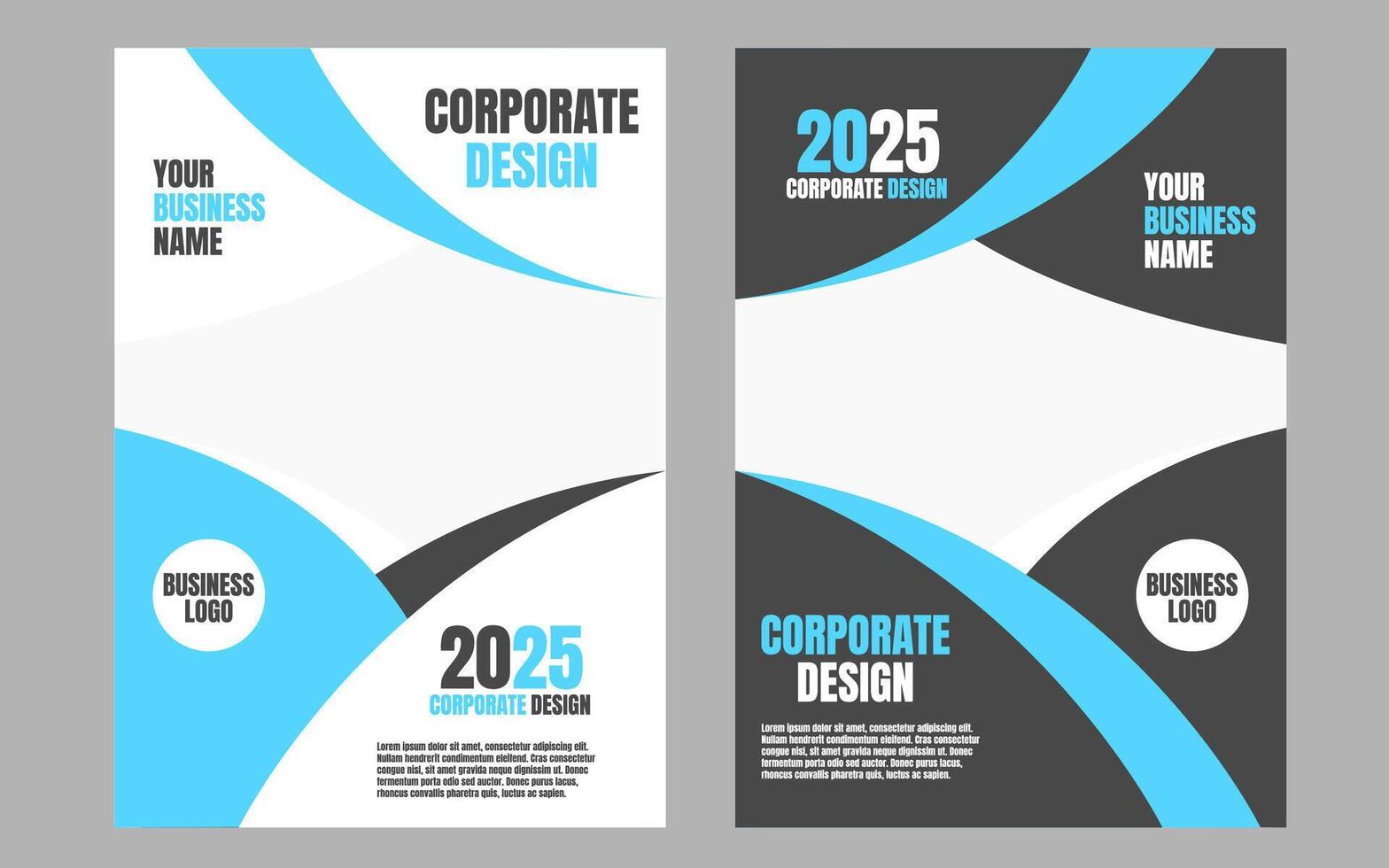 Elegant corporate templates with modern blue and black color themes, perfect for showcasing professional and clean designs for businesses, presentations, and company profiles vector