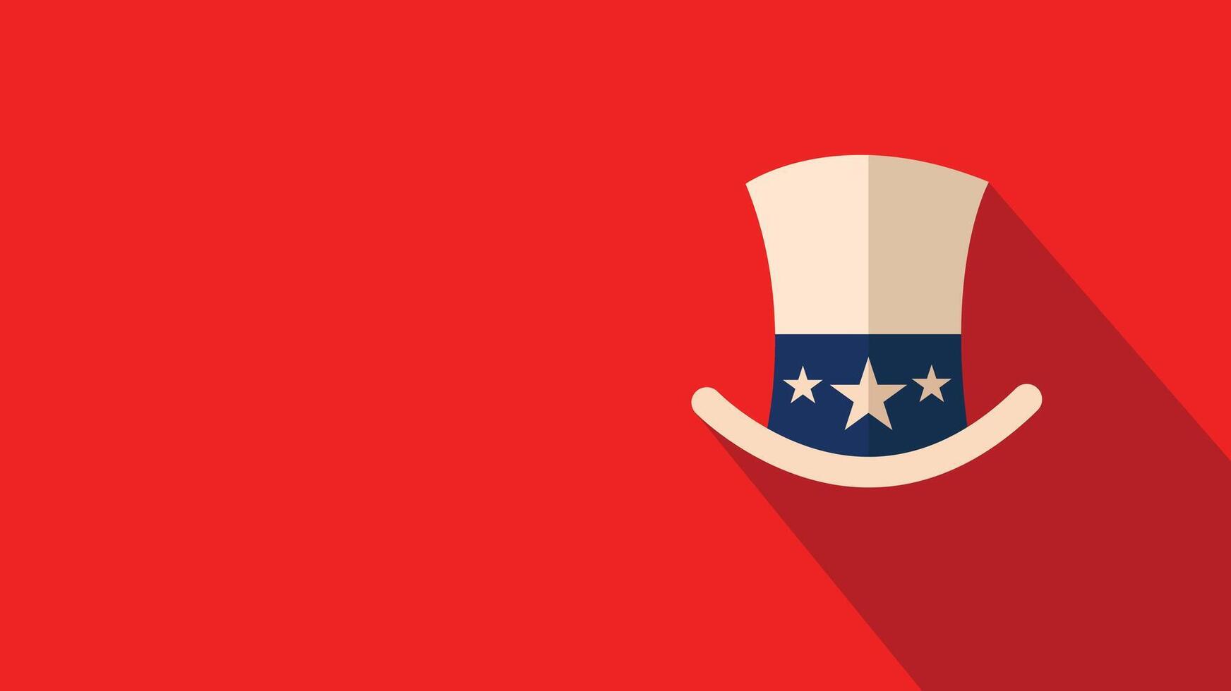Flat Icon of Uncle Sam Hat with Stars on Bold Red Background for Independence Theme vector