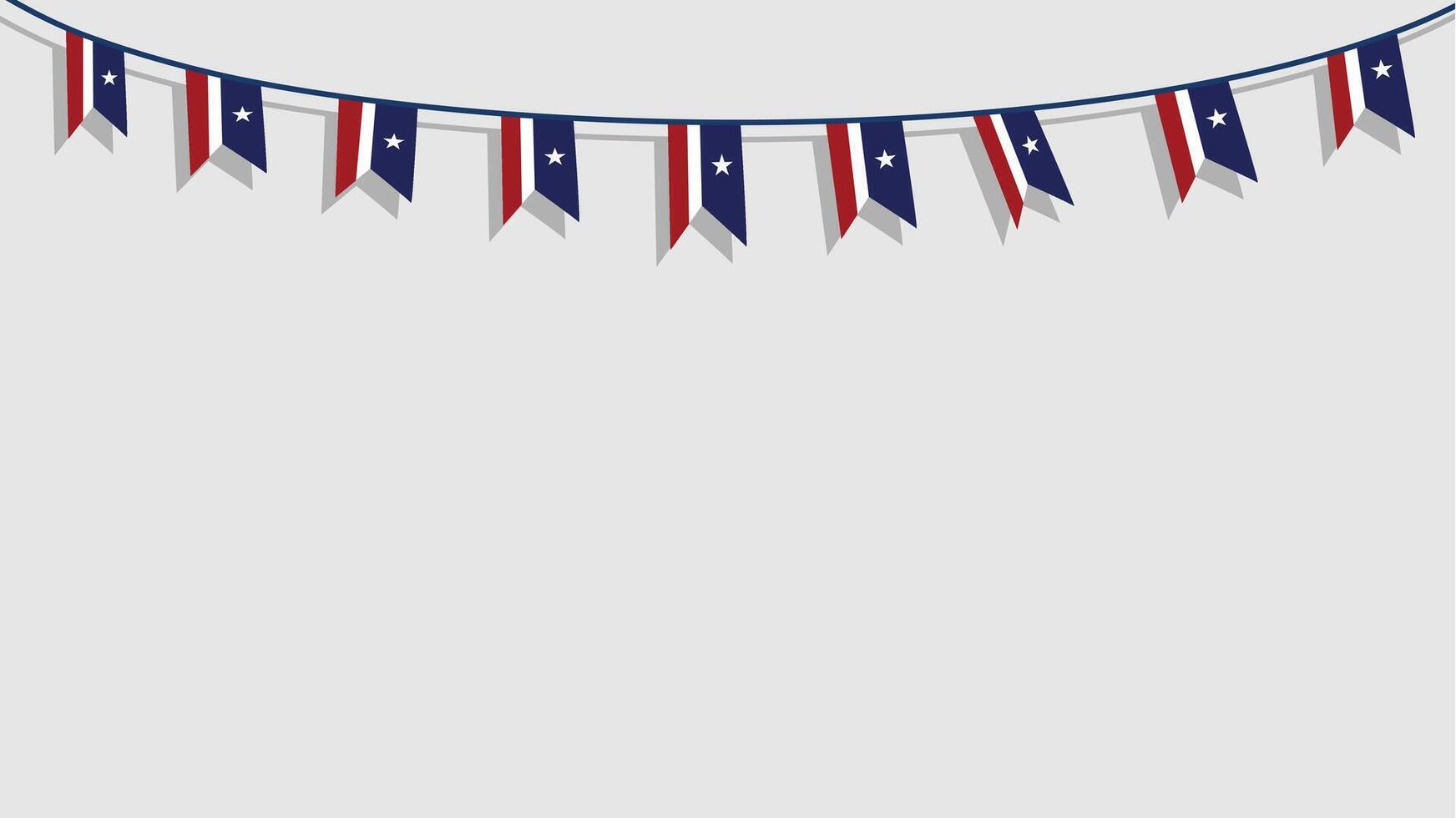 American patriotic bunting banner with red blue flag colors on white background vector