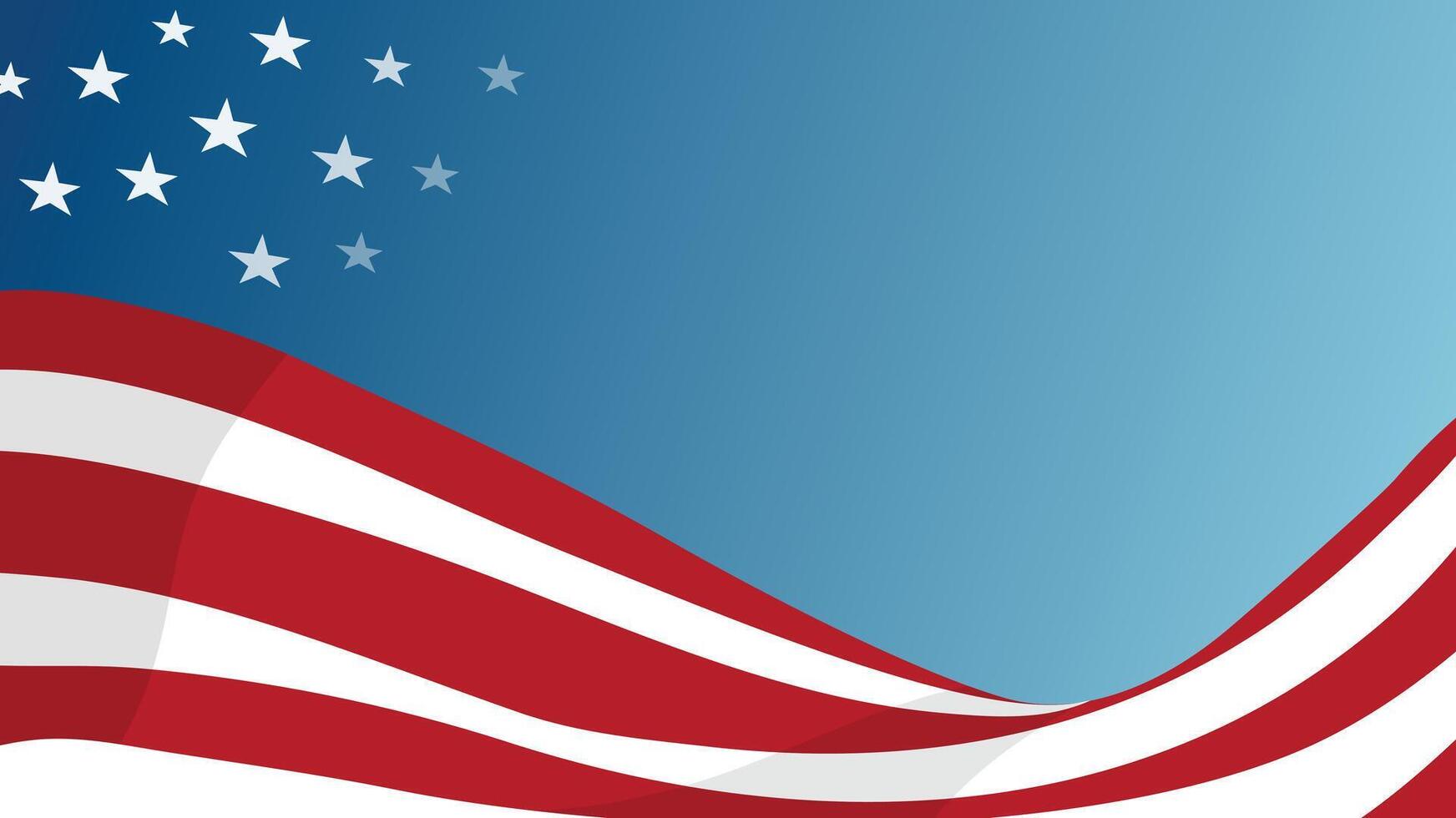 Wavy American Flag on Bright Sky for Patriotic Design vector