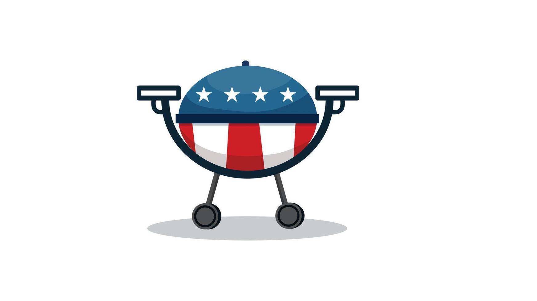 Cute American themed BBQ grill icon with stars and stripes design vector