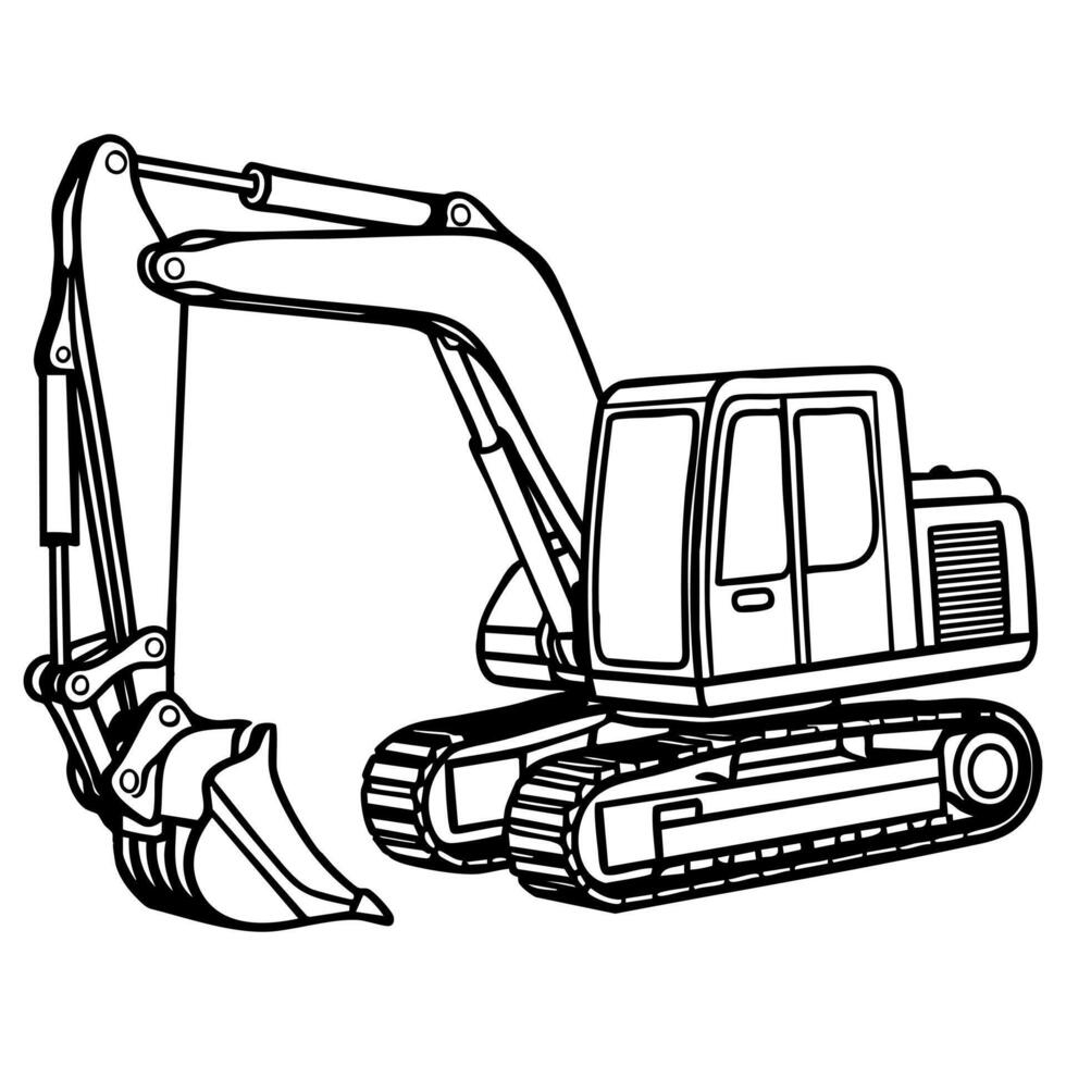 Realistic Excavator Construction Machine Coloring vector