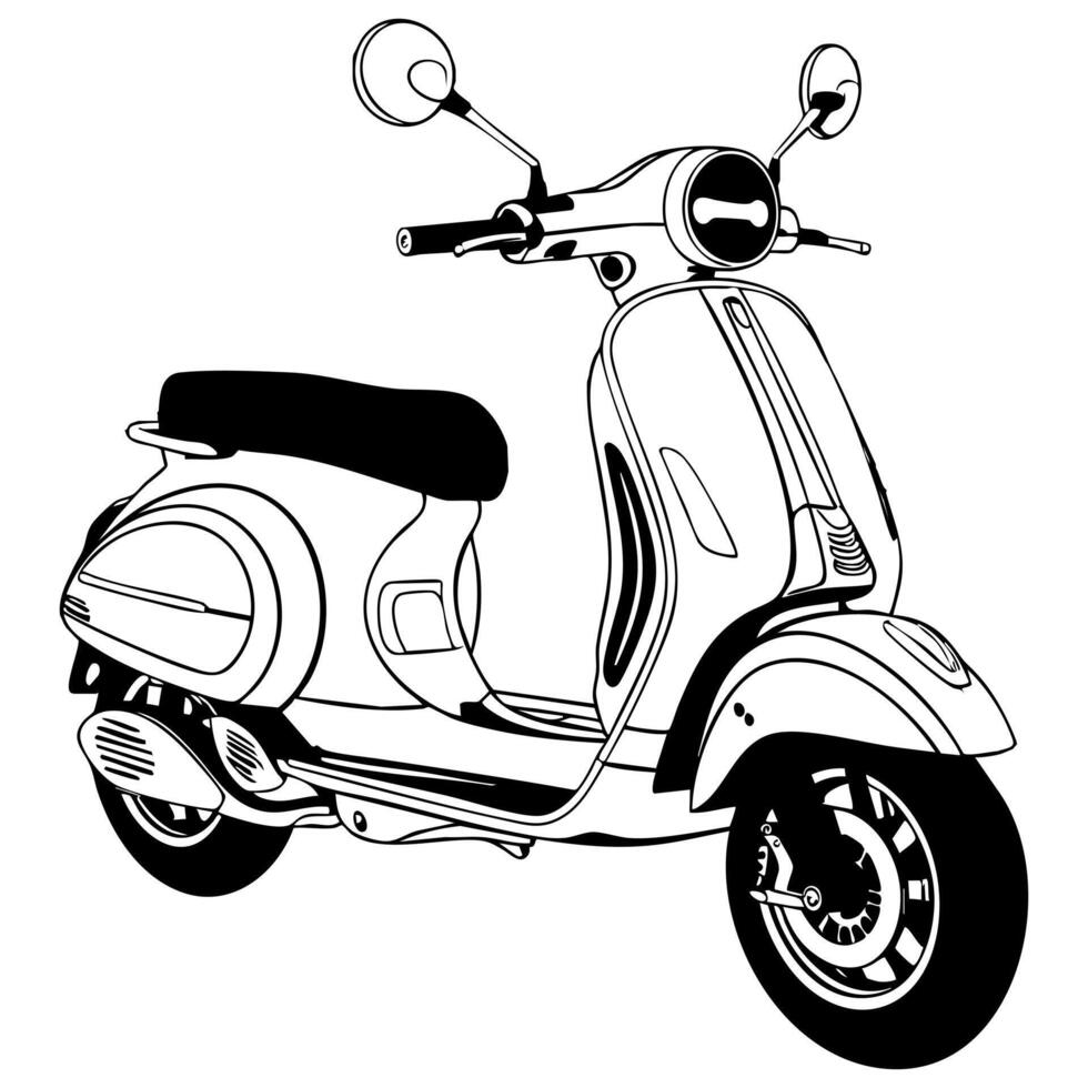 Modern Retro Scooter with Sleek Design for Coloring Fans vector
