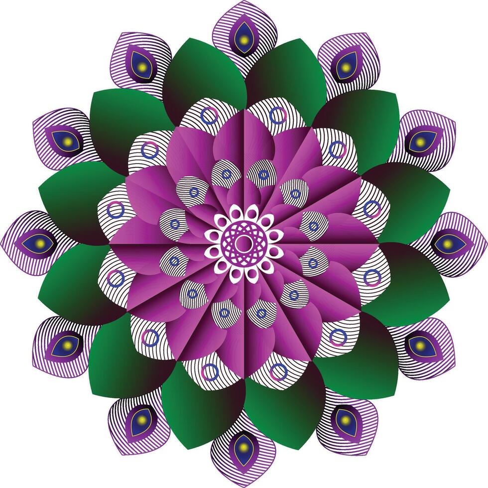 High Quality Peacock Feather Mandala Design With Elegant Artistic Details vector