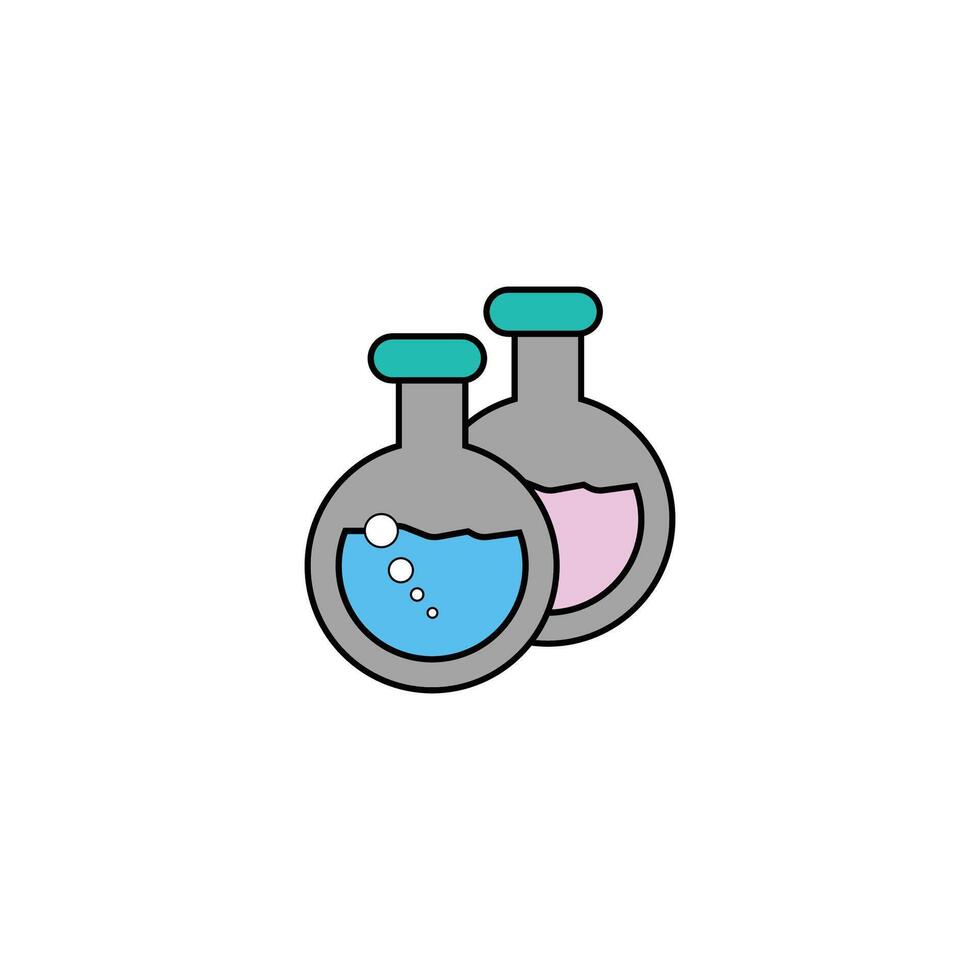 Laboratory flasks with chemical solution vector