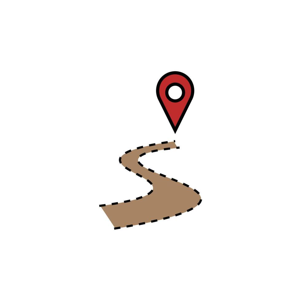 Dotted Hiking Trail With Pin vector