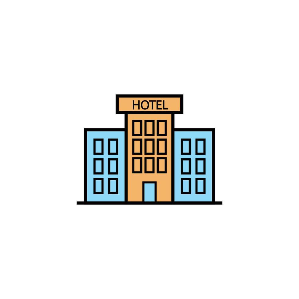 Tall Hotel With Blue Windows vector